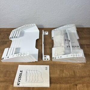 2x IKEA Kvissle 901.980.30 Lowenhielm 5 Shelf White Metal Magazine Rack Wall